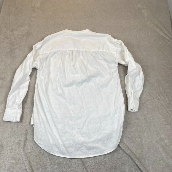 J. Crew Womens Shirt Medium Linen Blend Button-Front Long Sleeve Henley - Picture 10 of 11